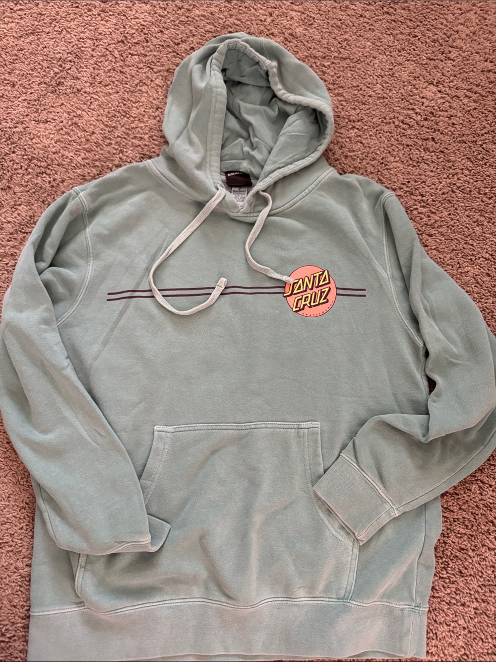 Santa Cruz Skateboards Men's Hoodie - Sage Green with Coral Logo